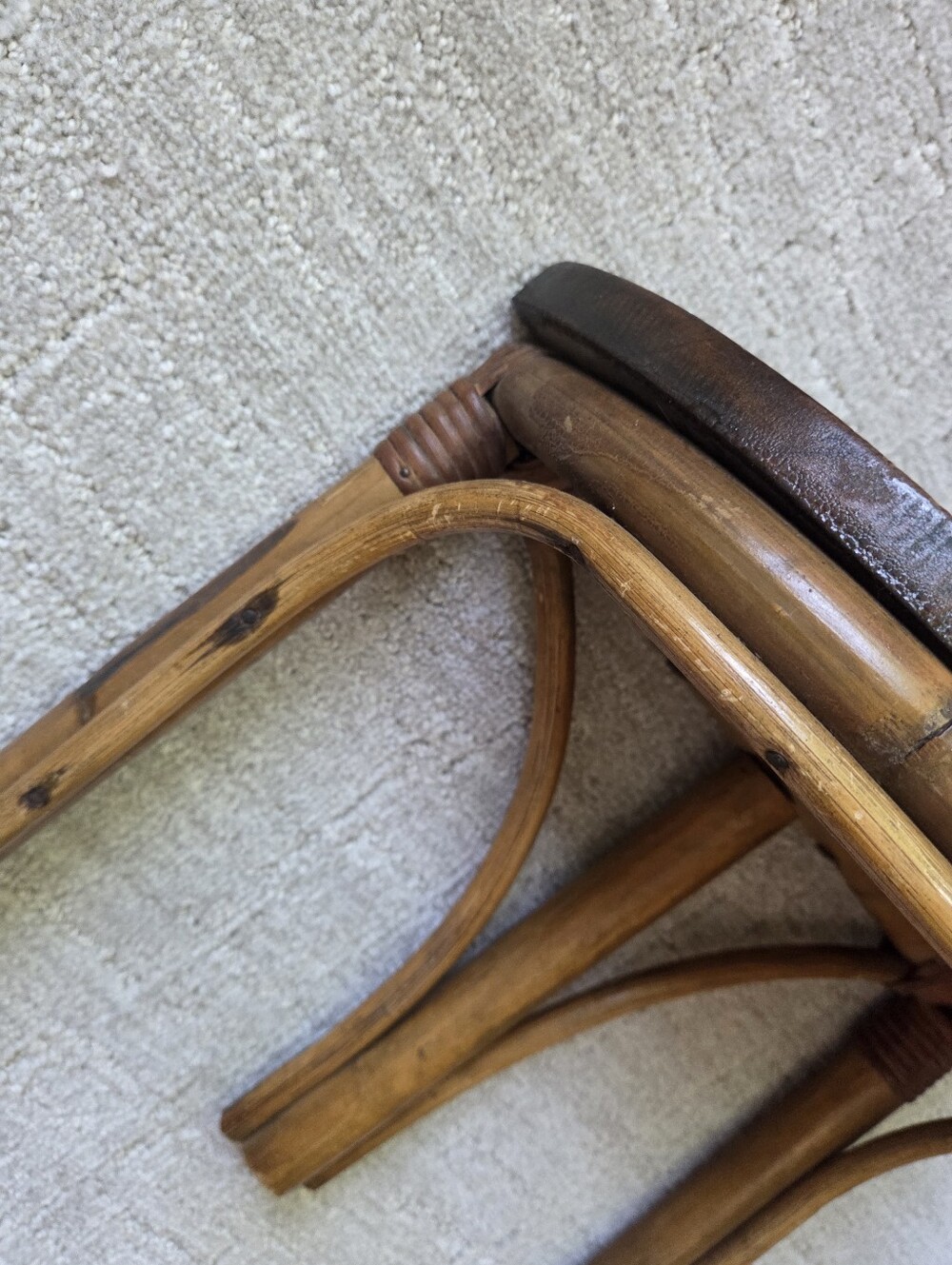 Vtg Pair Rattan Bentwodd Hanging Half Round Shelves Woid 13×10×6.5 - Picture 6 of 11